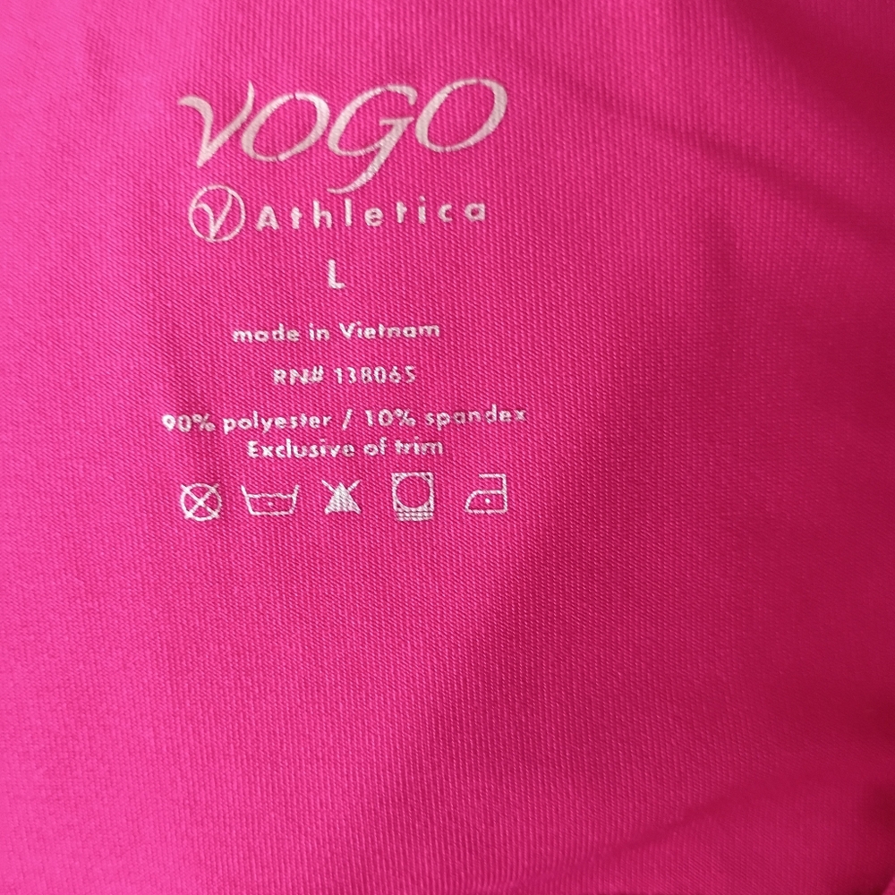 VOGO Athletica Hot Pink High-Waist Biker Shorts Women’s Size L Compression Fit - Picture 8 of 9